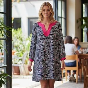 LILLY PULITZER SILK SEASHELL NAVY/PINK DRESS